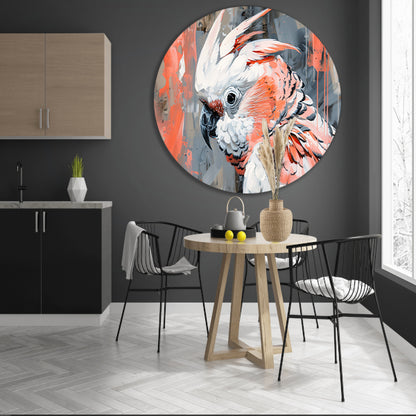Abstracte schilderij van kleurrijke papegaai aluminium muurcirkel