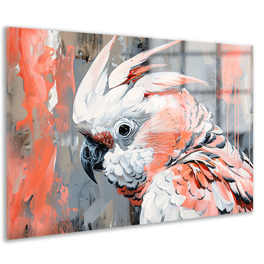 Abstracte schilderij van kleurrijke papegaai acrylglas