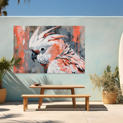 Abstracte schilderij van kleurrijke papegaai tuinposter