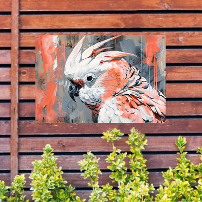 Abstracte schilderij van kleurrijke papegaai tuinposter