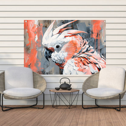 Abstracte schilderij van kleurrijke papegaai tuinposter