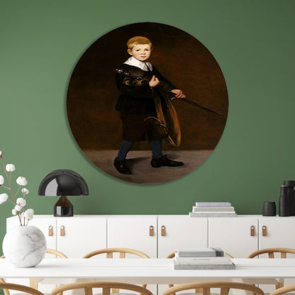 Jongen met een zwaard - Édouard Manet aluminium muurcirkel