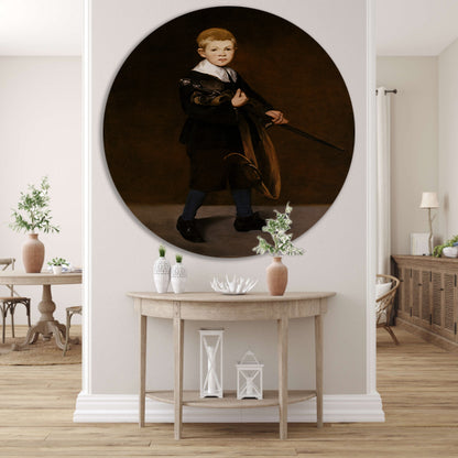 Jongen met een zwaard - Édouard Manet aluminium muurcirkel
