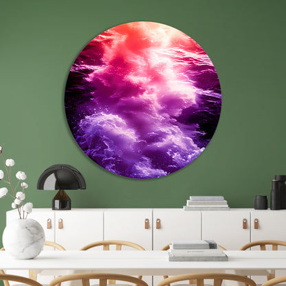 Abstracte kleurrijke golfkunst voor modern interieur aluminium muurcirkel