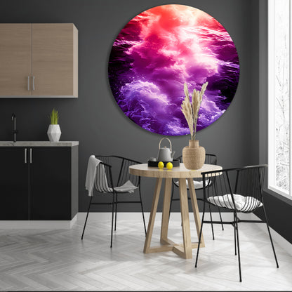 Abstracte kleurrijke golfkunst voor modern interieur aluminium muurcirkel