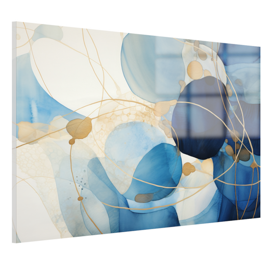 Abstracte Blauw en Goud Waterverf acrylglas