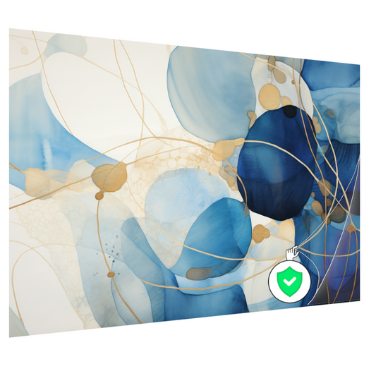 Abstracte Blauw en Goud Waterverf poster