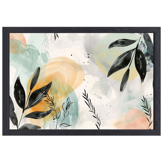 Natuurlijke Elegantie in Abstracte Aquarel canvas met baklijst
