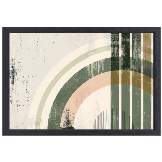 Monochrome Bogen en Lijnen in Harmonie canvas met baklijst