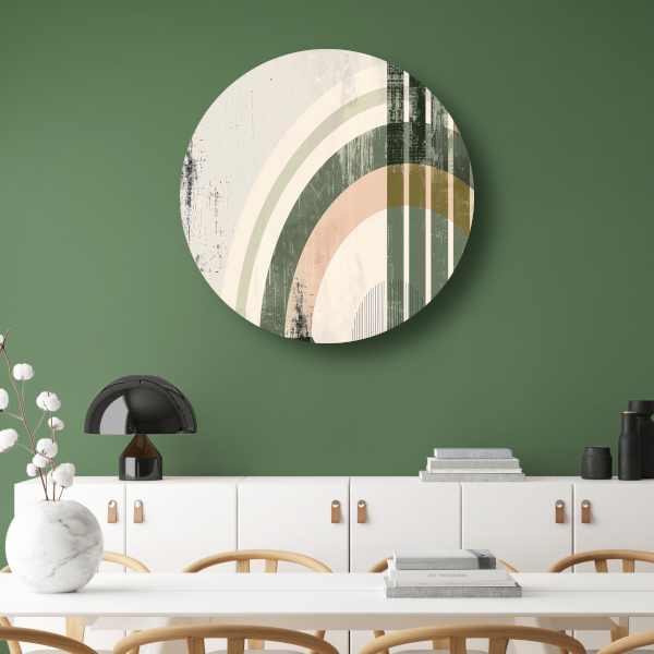 Monochrome Bogen en Lijnen in Harmonie aluminium muurcirkel