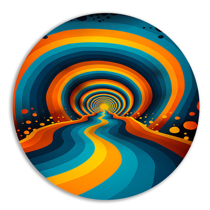 Psychedelische Tunnel in Levendige Kleuren aluminium muurcirkel
