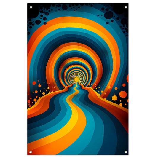 Psychedelische Tunnel in Levendige Kleuren tuinposter