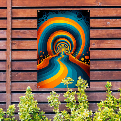 Psychedelische Tunnel in Levendige Kleuren tuinposter