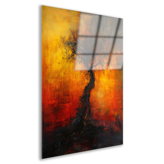 Abstracte Boom omgeven door Vurige Kleuren acrylglas