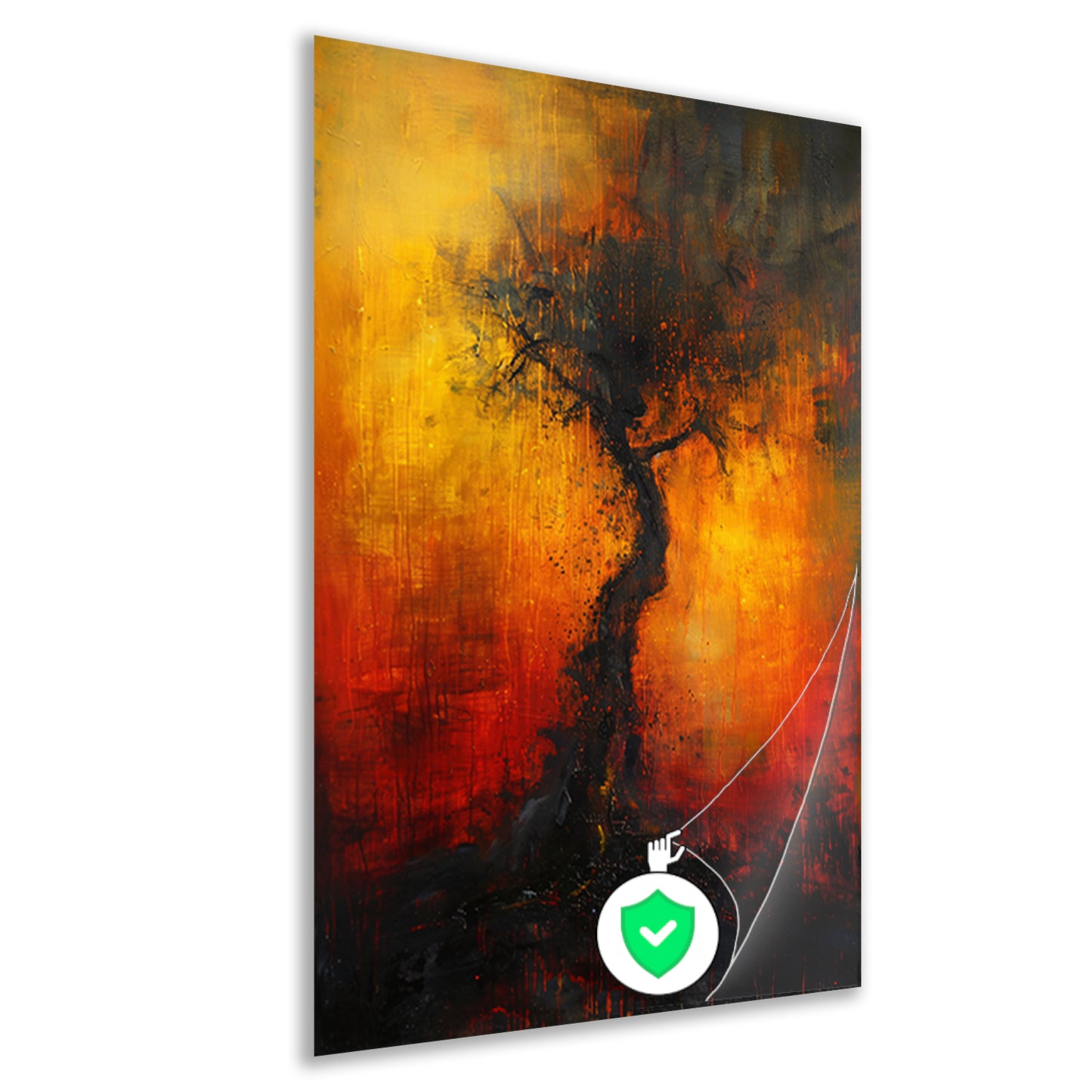 Abstracte Boom omgeven door Vurige Kleuren poster