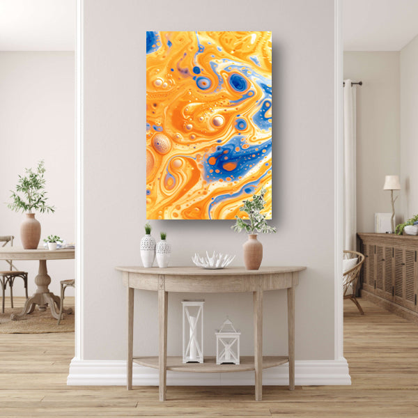 Kleurrijk abstract schilderij met vloeiende patronen poster