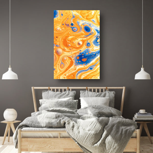 Kleurrijk abstract schilderij met vloeiende patronen canvas met baklijst