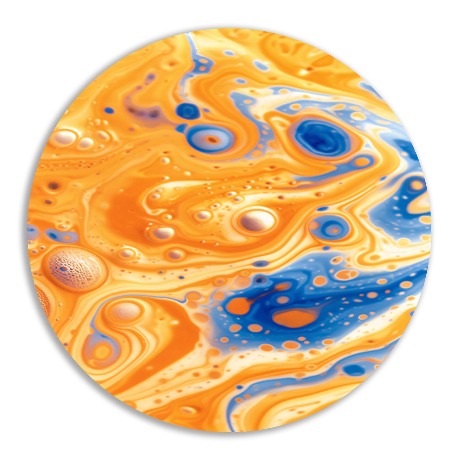 Kleurrijk abstract schilderij met vloeiende patronen aluminium muurcirkel
