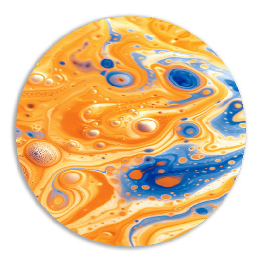 Kleurrijk abstract schilderij met vloeiende patronen aluminium muurcirkel