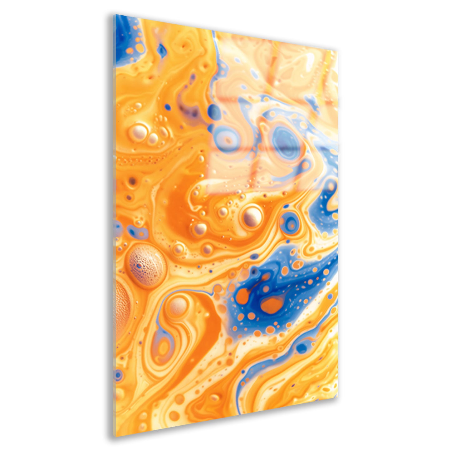 Kleurrijk abstract schilderij met vloeiende patronen acrylglas