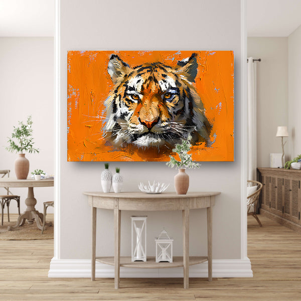 Abstract schilderij van een tijgerportret poster
