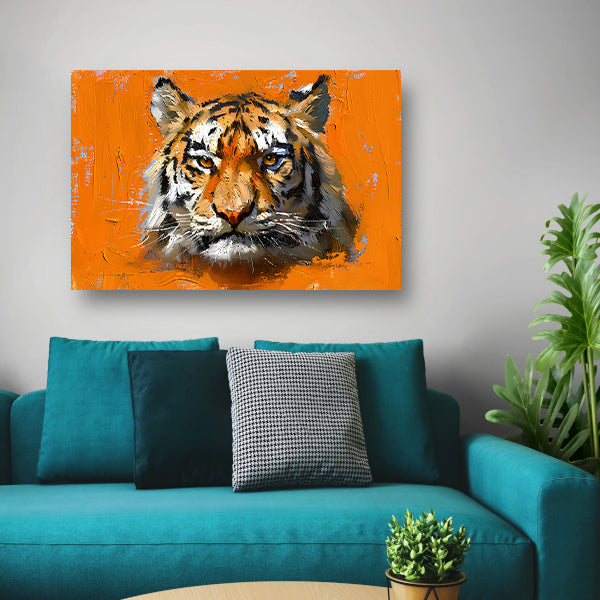 Abstract schilderij van een tijgerportret poster