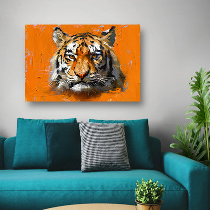Abstract schilderij van een tijgerportret poster