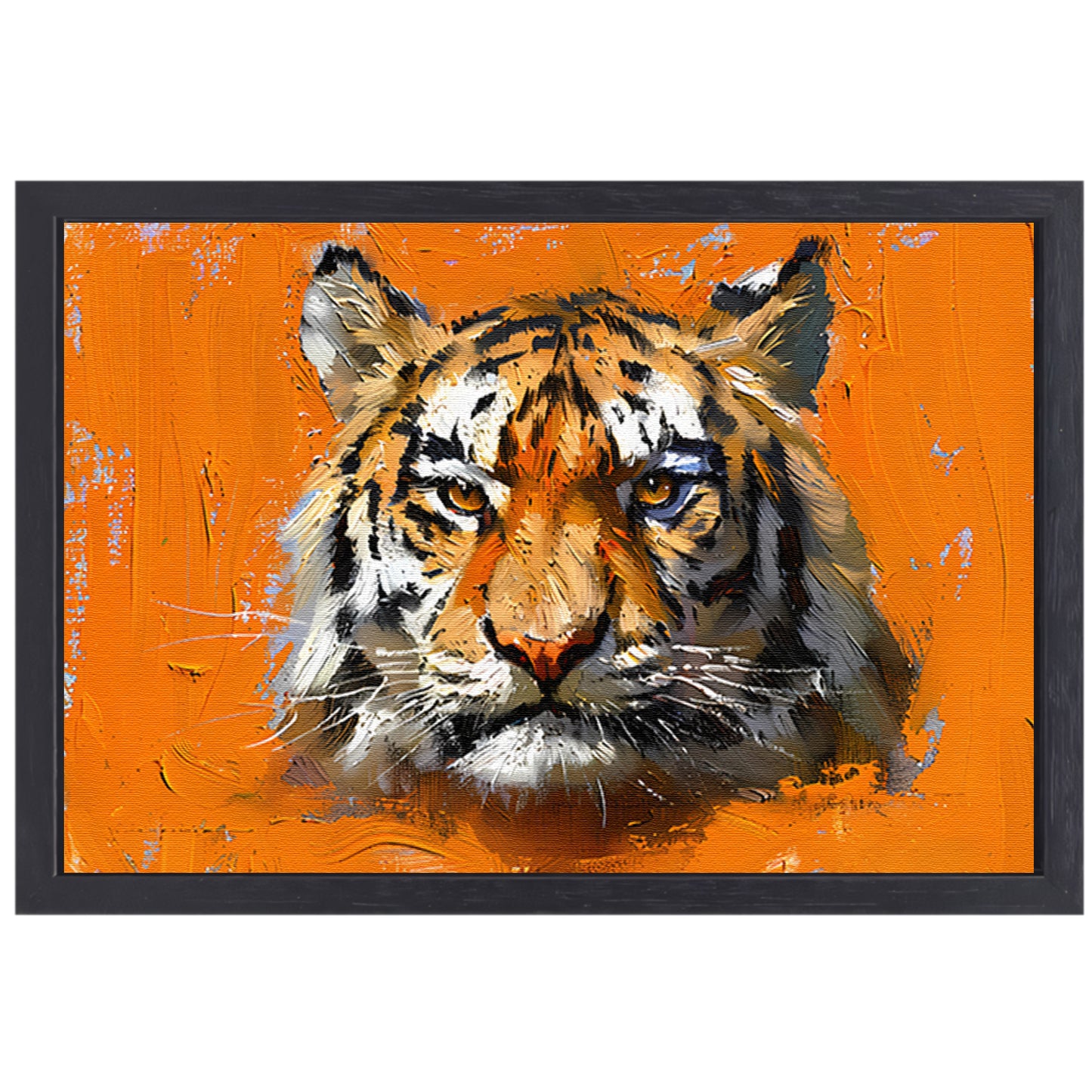 Abstract schilderij van een tijgerportret canvas met baklijst
