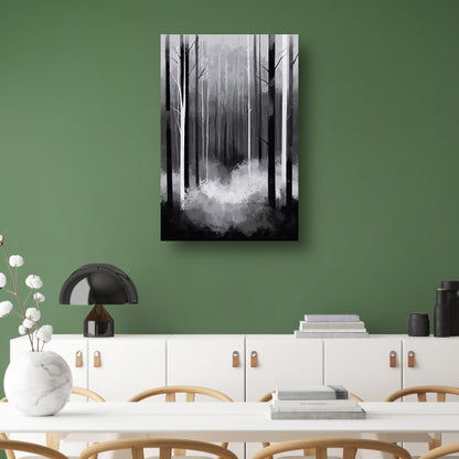 Monochroom Boslandschap in Mist canvas