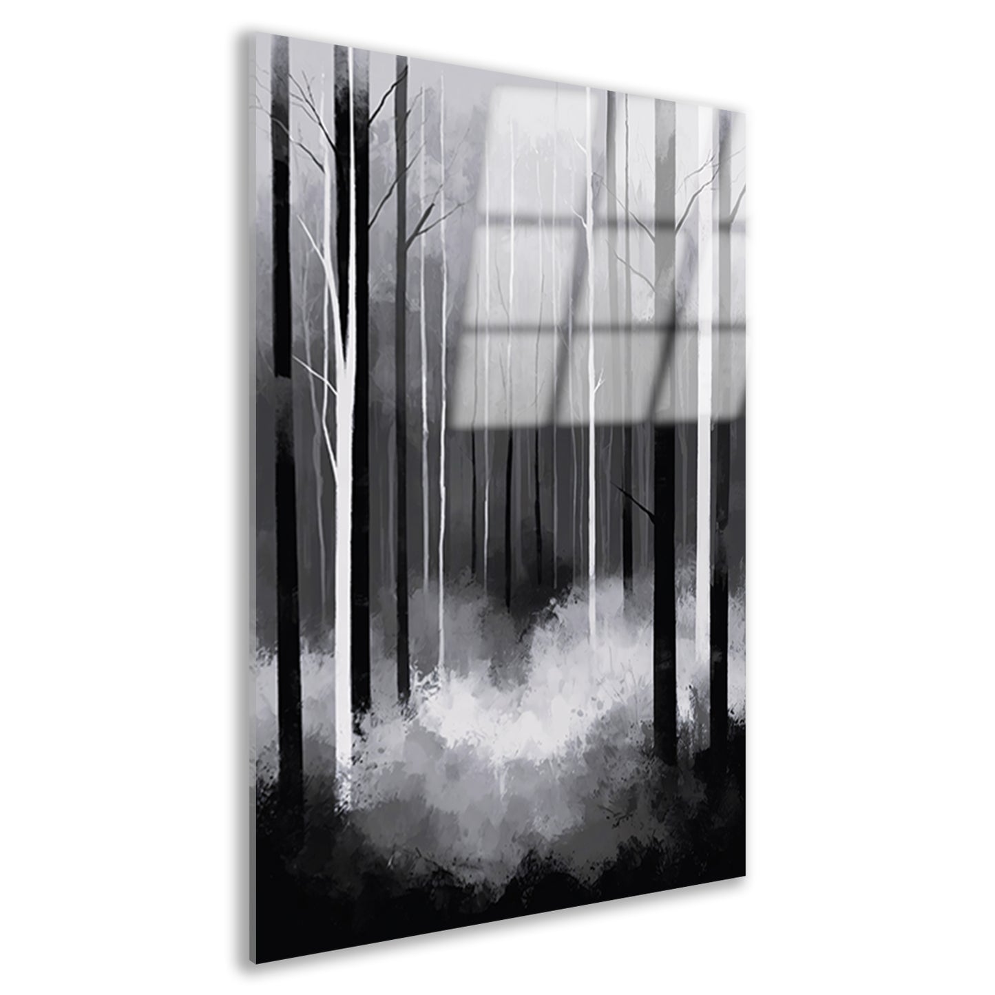 Monochroom Boslandschap in Mist acrylglas