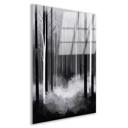 Monochroom Boslandschap in Mist acrylglas