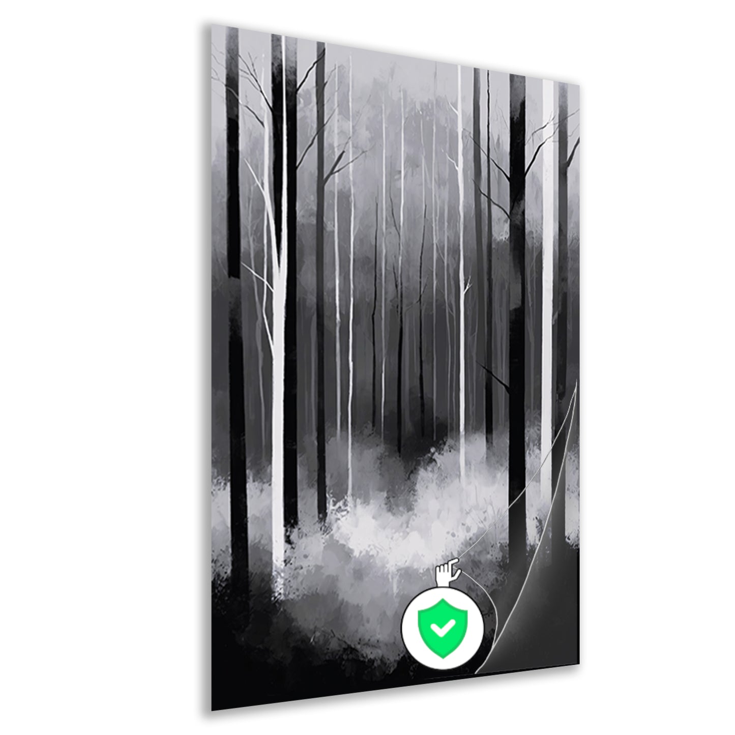 Monochroom Boslandschap in Mist poster