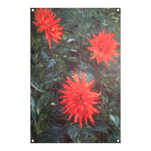 Rode cactusdahlias - Gustave Caillebotte tuinposter