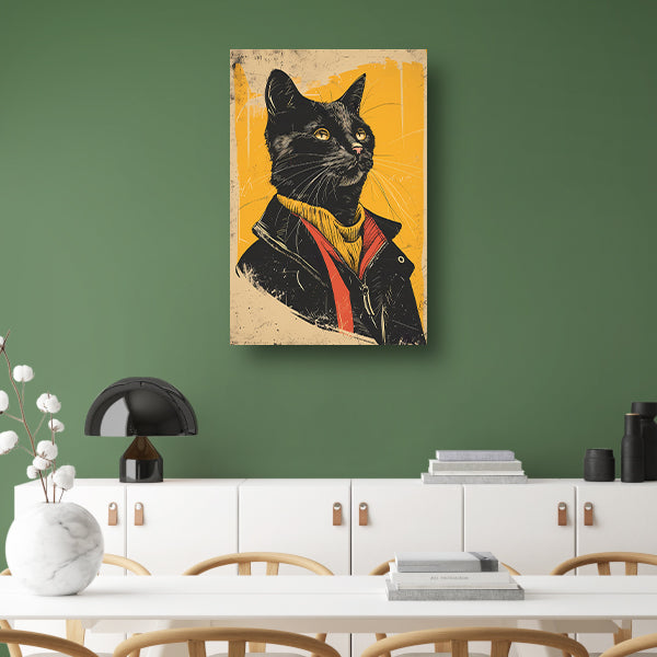 Cyberpunk Kat in Retro Stijl canvas