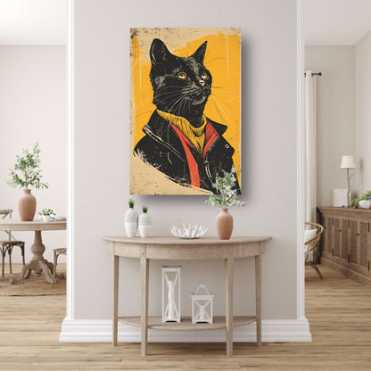 Cyberpunk Kat in Retro Stijl canvas