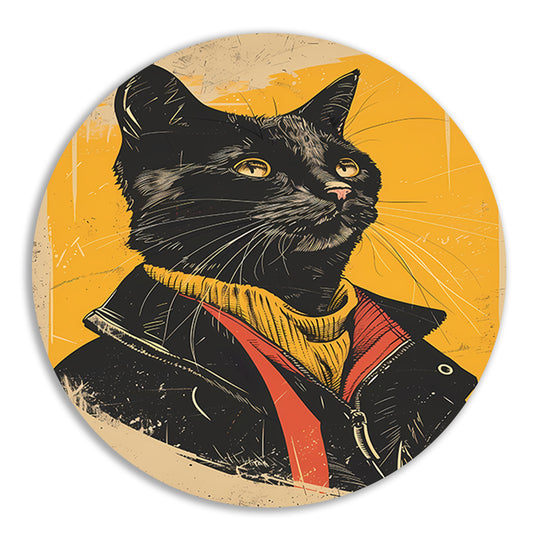 Cyberpunk Kat in Retro Stijl forex muurcirkel