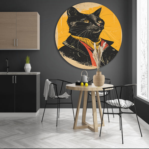 Cyberpunk Kat in Retro Stijl forex muurcirkel
