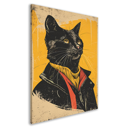 Cyberpunk Kat in Retro Stijl canvas