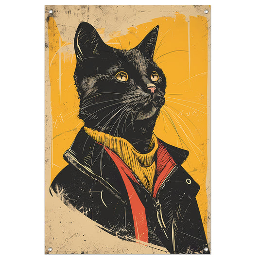 Cyberpunk Kat in Retro Stijl tuinposter