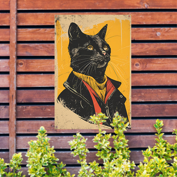 Cyberpunk Kat in Retro Stijl tuinposter
