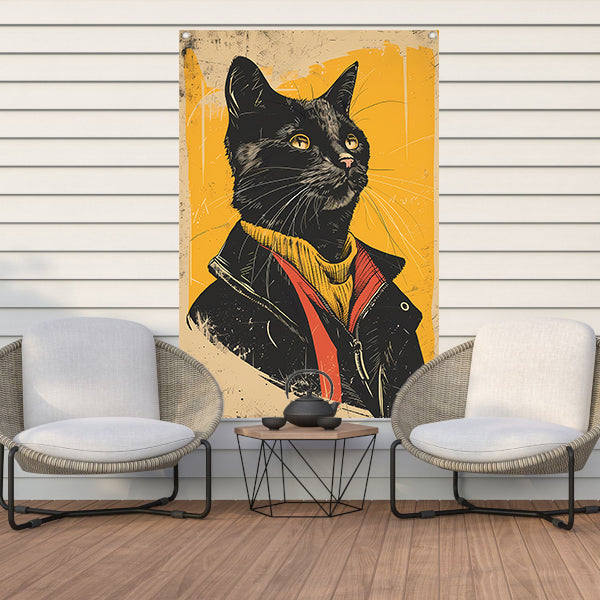 Cyberpunk Kat in Retro Stijl tuinposter