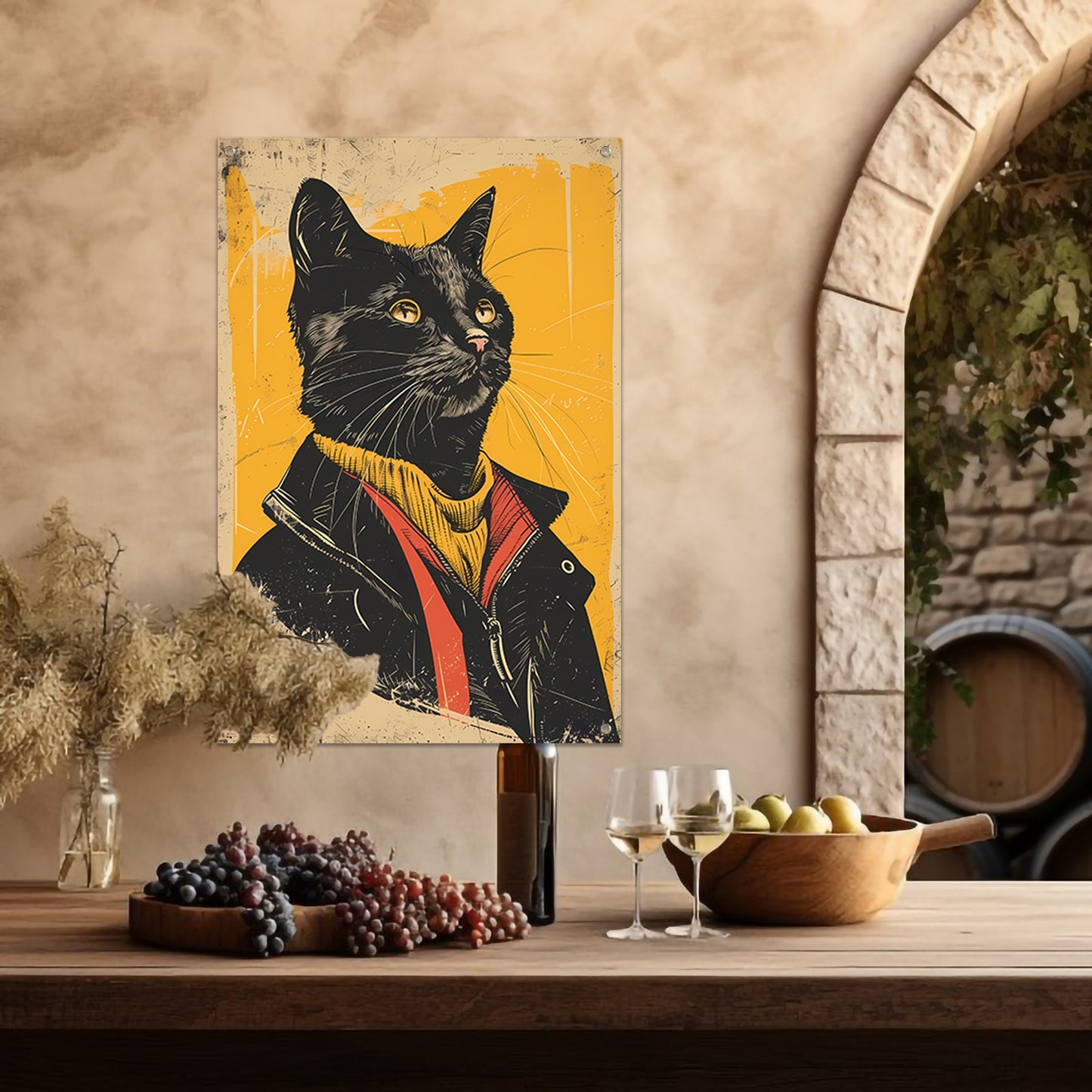 Cyberpunk Kat in Retro Stijl tuinposter