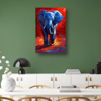 Expressief olifant schilderij in felle kleuren canvas