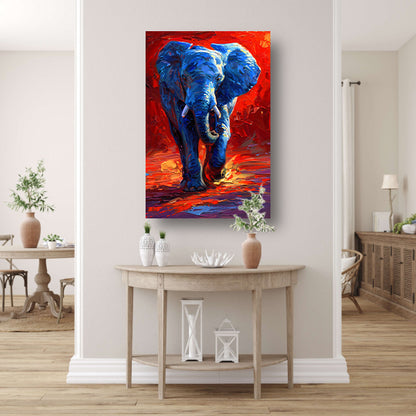 Expressief olifant schilderij in felle kleuren canvas