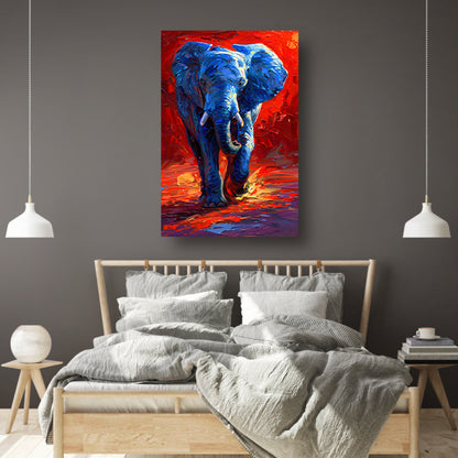 Expressief olifant schilderij in felle kleuren canvas