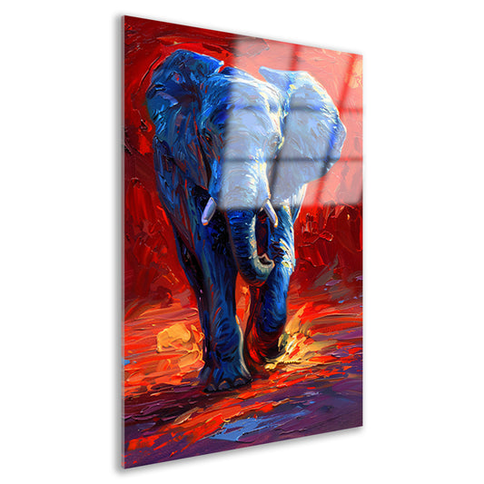Expressief olifant schilderij in felle kleuren acrylglas