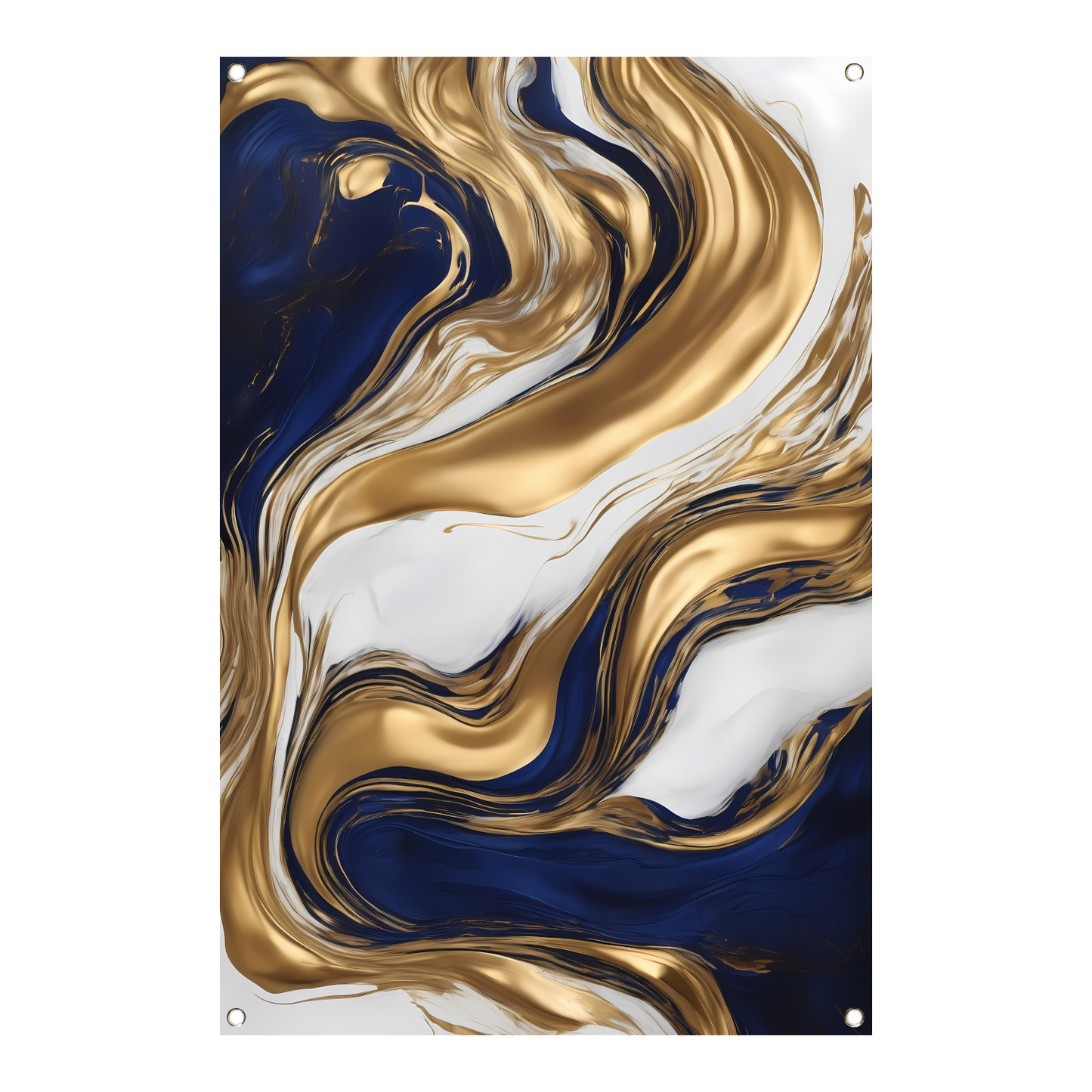 Golvend Goud en Marine Abstract Ontwerp tuinposter