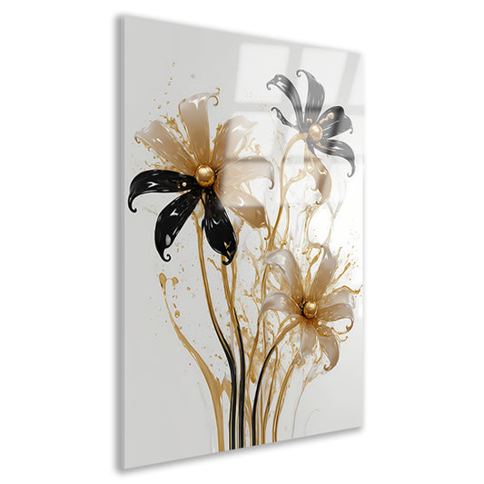 Abstracte Silhouetten van Gouden Bloemen acrylglas