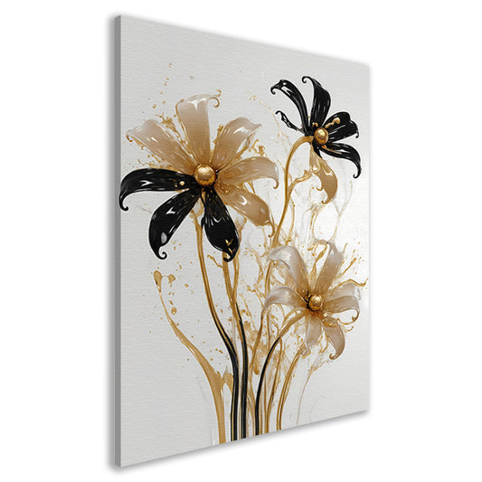 Abstracte Silhouetten van Gouden Bloemen canvas