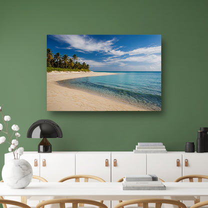 Tropisch strand met palmbomen en helder water poster